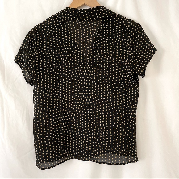 90s Vintage Silk Polkadot Button Front Blouse - Picture 4 of 7